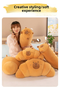 Tốt Nhất Bán Croissant Đồ Chơi Nhồi Bông Capybara Gấu Chuyển Đổi Giường Băng Ghế Dự Bị Gối Ngủ Đệm Vật Liệu Sang Trọng Đảng - Product Image 5