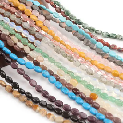 Perline ovali piatte pietra naturale turchese cristallo opale fatto a mano fai da te per fare gioielli braccialetto