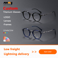 Nouvelles lunettes optiques en acétate ultra légères de luxe de conception italienne vintage rondes, verres 100% titane pur