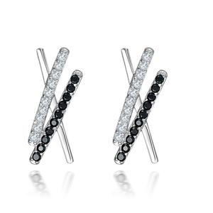 925 ensemble de bijoux en argent couleur séparée Zircon bague irrégulière femmes argent x-letter boucles d'oreilles ensemble de bijoux - Product Image 3