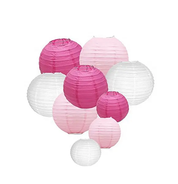 Umiss Papier 9Pcs Papier Lantaarns 12 "10" 8 "Ronde Lantaarns Voor Verjaardag Bruiloft Baby Douches Party thema Decoraties