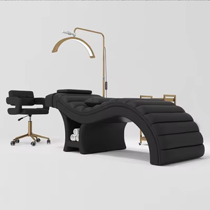 Lit de beauté pour cils incurvé de luxe haut de gamme personnalisé avec lampe LED ergonomique et rangement pour salon de cils et salon - Product Image 5