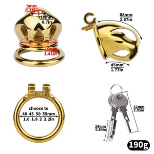 กรงครอบอวัยวะเพศชาย FRRK Chaste Lock สีทอง อุปกรณ์รักษาพรหมจรรย์ชาย เข็มขัดรักษาพรหมจรรย์ อุปกรณ์พันธนาการสำหรับคู่รักและอุปกรณ์เสริม กรงครอบอวัยวะเพศชาย ของเล่นผู้ใหญ่ - Product Image 2