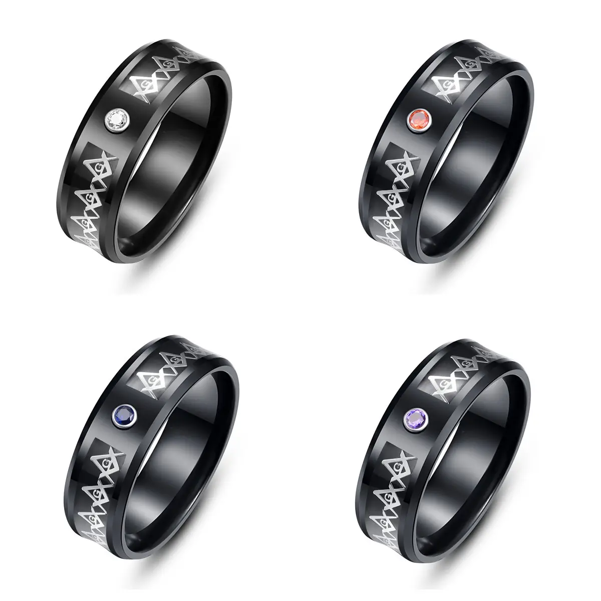 Klassieke Titanium Stalen Ring Met Gekleurde Steen Roestvrij Staal Bruiloft Verlovingsring Voor Vrouwen Plaatwerk Ontwerp
