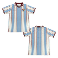 Kaos Jersey Sepak Bola Streetwear Klasik Custom Retro Stripe Sublimasi Print Jersey Sepak Bola Pria