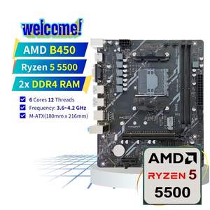 PANDL Nuovo Set Combo Scheda Madre B450 MATX con <span class=keywords><strong>AM4</strong></span> AMD Ryzen 5 5500 per PC Gaming Supporta RAM DDR4 - Product Image 1