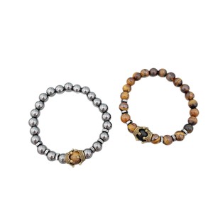 Bracelet élastique en <span class=keywords><strong>pierre</strong></span> naturelle tendance, hématite, œil <span class=keywords><strong>de</strong></span> tigre, mat, perles <span class=keywords><strong>de</strong></span> 8 mm, pour hommes et femmes, cadeaux - Product Image 5