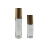 Botol Roll On Minyak Esensial 10 ml, 15ml, 5ml, Botol Roll On Kaca Transparan Dengan Tutup Bambu