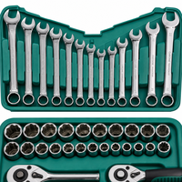 Jeu de clés à douilles à cliquet 61 pièces 72 dents en acier au chrome-vanadium, kit de réparation avec mallette rigide pour automobile, vélo, moto