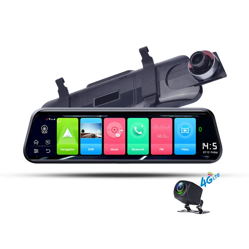 4G Автомобильный видеорегистратор с зеркалом 10 дюймов с двойной камерой записи ADAS ОЗУ 2 Гб ПЗУ 16 ГБ с поддержкой Wi-Fi и GPS навигация