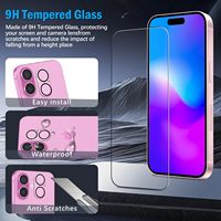 Pour iPhone 17 Pro Max Protecteur d'écran 4 Pack 9H Étui en verre trempé Friendly Full Glue 9H Dureté avec protecteur d'objectif de caméra