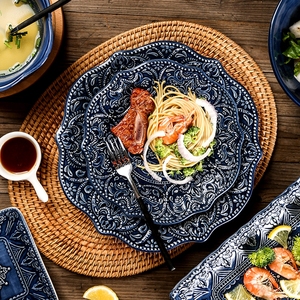 Service de <span class=keywords><strong>vaisselle</strong></span> en céramique de style <span class=keywords><strong>baroque</strong></span> vintage, plateau de service à steak en porcelaine, plateau à salade et à dessert, bol à soupe, <span class=keywords><strong>vaisselle</strong></span> de restaurant - Product Image 4