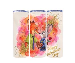 Vasos de Regalo de Acero Inoxidable de 20 oz con Diseño de Pareja de Película, Zorro y Conejo, Corazón Mágico XOXO, <span class=keywords><strong>para</strong></span> el Día de San Valentín - Product Image 1
