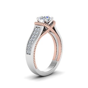 Anello Bicolore Rotondo con Accenti per Donna, Stile Classico Occidentale, Accessorio da Dito alla Moda per Matrimonio, Regalo - Product Image 1