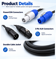 Câble PowerCON 3 broches XLR DMX512 pour signal et alimentation, bleu et blanc, pour éclairage de scène LED et haut-parleurs, faisceau de câblage personnalisé