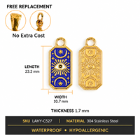 Pendentifs breloques 3D en acier inoxydable 304 plaqué or 18 carats, motifs Tarot, Œil, Tasse à thé, Valise, Cœur, Dés, Coccinelle, pour la création de bijoux DIY