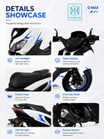 Moto Q Max 150 150cc, 10kW, 4 temps, refroidissement par air, essence, couple de 14 N.m, pneus 120/70-13, frein à disque, 130 kg, réservoir de 10 L