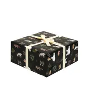 ブラックホワイトピンクカラフルなクリスマスホリデー包装紙ウッドランド動物クリスマスギフトラップホリデーギフト包装紙