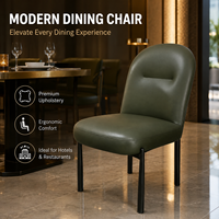 Chaise de salle à manger ergonomique moderne avec dossier incurvé matelassé, assise rembourrée beige, pieds en métal pour hôtel, restaurant