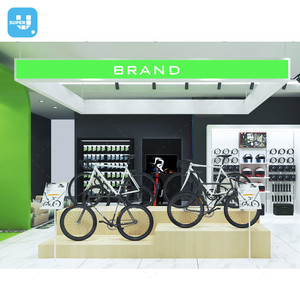 Soporte de exhibición de madera para bicicleta de montaña, moderno diseño de tienda de bici, color verde, personalizado - Product Image 5