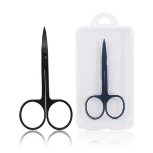 Fast shipment Inventory Stainless Steel Curved Sharp Black Private Label Eyebrow Scissors