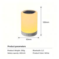 Lámpara de Noche con Control Táctil, Cambio de Color RGB, Altavoz, BT5.2, Reproductor de Tarjetas TF, Portátil, para Colgar Junto a la Cama, Recargable, con Audio