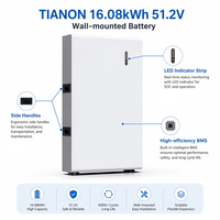 Batterie de stockage domestique solaire LiFePO4 intégrée 51,2V 100Ah 200Ah 314Ah montée sur rack 5kWh 10kWh 16kWh avec ports CAN/RS485 CE UN38.3