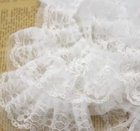 Bordure en dentelle à volants en polyester de 5 cm (2 pouces), pour la couture de robes DIY, la confection de textiles de maison et les travaux manuels