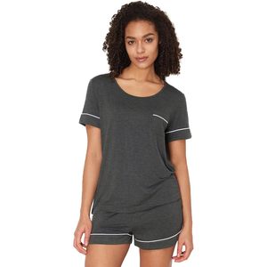 Vente en gros de pyjamas pour femmes en viscose de bambou personnalisés, ensemble de pyjama à manches courtes et col rond, 2 pièces, vêtements de nuit pour femmes - Product Image 1
