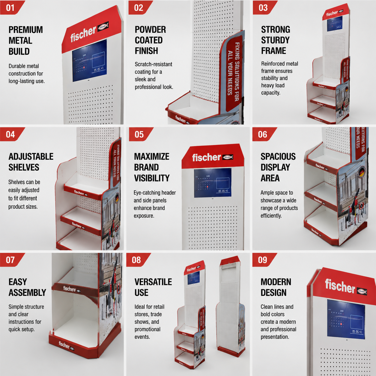 Wholesale Custom Metal Tool Display Rack with LCD Modules Screen Monitors LCD Display for Hardware Store Power Tool Stand Fix — view 5
