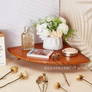 Estante de Esquina de Madera en Forma de Abanico, Organizador de Almacenamiento para Baño, Duradero, Triangular, de Una Sola Capa, Fácil de Montar - Product Image 2
