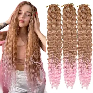 Wholesale Long Water Deep Curl Wave Crochet African Braids Hair 30 inch Synthetic Curly Hair Expression for Braid