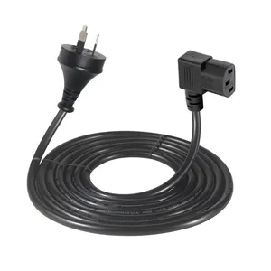 High Quality Right Angle Ac Extension 3 Pin 90 Degree Industrial Power Cord C13 Plug