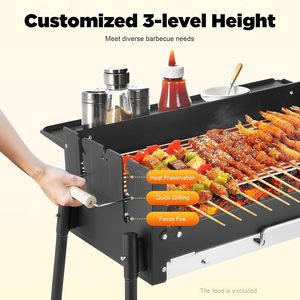 Parrilla Portátil de Carbón para Jardín, de Metal, Hierro y Acero, con Ajuste de Altura de 3 Niveles - Product Image 3