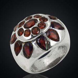 Cultured <b>Garnet</b> Gemstone Sterling <b>Silver</b> Fashion <b>Ring</b> - Product Image 2