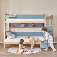 Only B2B Boori Meubles en bois pour enfants en bois massif à deux couches Lit superposé double pour enfants avec escalier de rangement