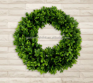 พวงหรีดกลมไม้บ็อกซ์วูดสีเขียวขนาด 24 นิ้ว ผลิตจากวัสดุเทียม เป็นมิตรกับสิ่งแวดล้อม เหมาะสำหรับตกแต่งฤดูใบไม้ผลิและฤดูร้อน สำหรับประตูหน้าต่าง ห้องโถง และบ้าน - Product Image 5