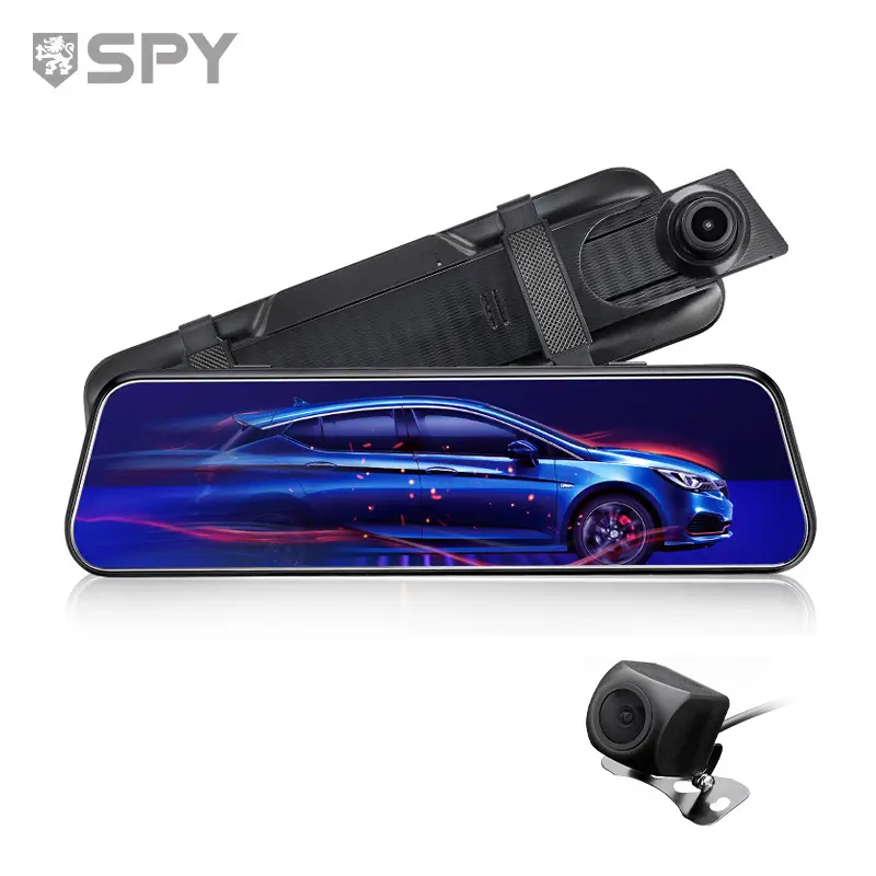 SPY Dash video recorder car camera 1080p and 170 degree dual cam dvr car inside mirror with camera and screen