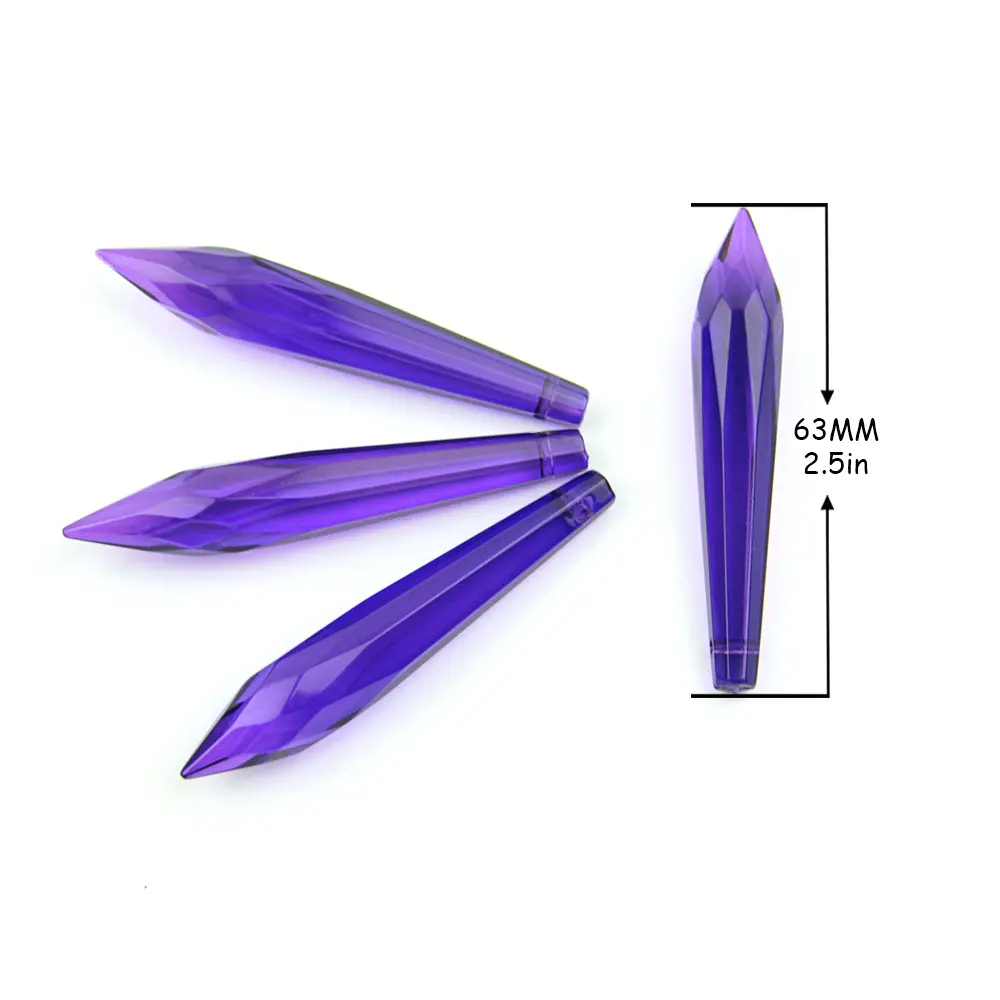 Frete Grátis 63 milímetros Violeta Lâmpada Pingente Pingentes de Cristal Para Lustre de Cristal Pendurado Coletor do