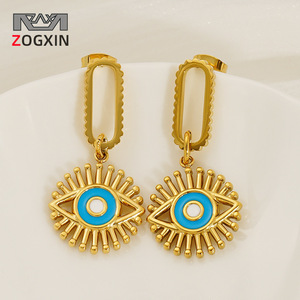 Zogxin Evil Eye Drop Earrings Gold Plated 18K Stainless Steel Women Fashion Jewelry - Product Image 1