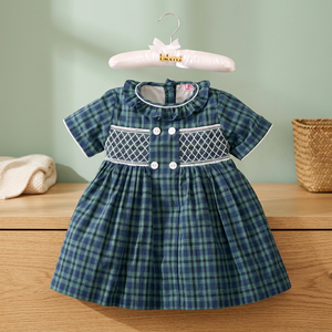 Robes smockées décontractées pour filles Babeeni, magnifiques, 100% coton, motif géométrique, certifiées OEKO-TEX CPSIA, non toxiques, ignifuges, OEM - Product Image 3
