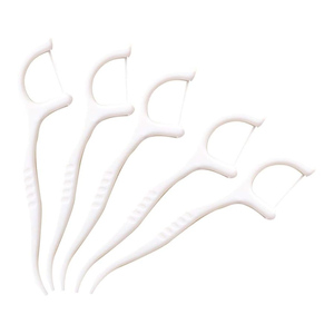 Lot de cure-dents en bambou écologiques réutilisables, véganes, en plastique, avec fil dentaire intégré - Product Image 1