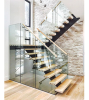 CBMMart usine de Chine garde-corps en verre escalier en bois de chêne blanc contremarche intérieur acier droit Mono Stringer escalier escalier personnalisé