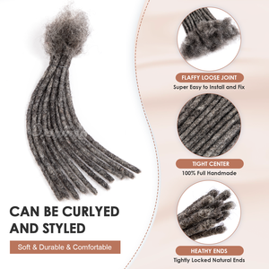 Extensions de cheveux en crochet dreadlocks en cheveux humains vierges faits à la main, sel et poivre Originea, dreadlocks bon marché - Product Image 2