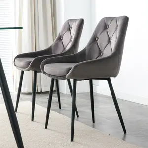 Nórdico barato contemporáneo negro Beige terciopelo comedor sillas azul moderno diseñador oro hogar lujo elegante brazo comedor sillas