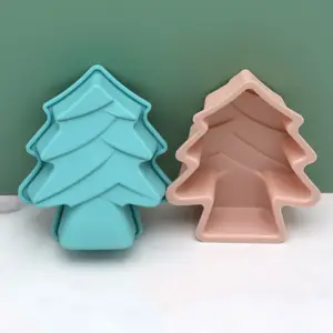 Molde de pastel de silicona con forma de árbol de Navidad sin BPA de grado alimenticio, molde de postre de Chocolate, molde de pastel de decoración DIY