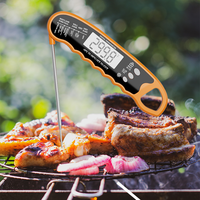 Thermomètre numérique pliable en métal pour viande, étanche IPX6, écran LCD rétroéclairé -50°C~300°C pour barbecue, steak, grill, four, aliments, bonbons