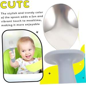 2025 nouveaux animaux sans Bpa Silicone en acier inoxydable bébé fourchette cuillère ensembles sûr Silicone cuillère mangeoire Silicone bébé cuillère pour <span class=keywords><strong>les</strong></span> enfants - Product Image 4