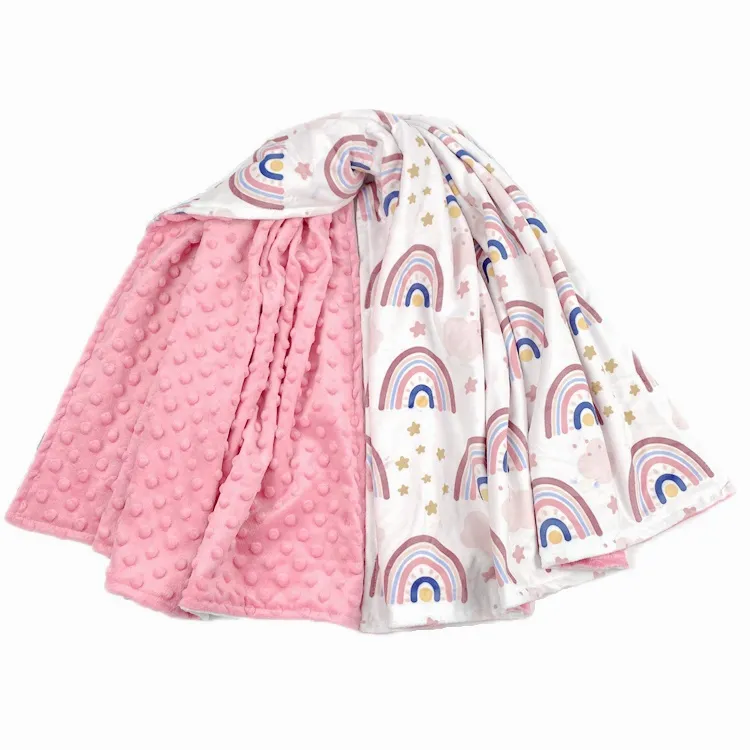 जल्दी शिपिंग कस्टम डिजाइन मुद्रण नरम Minky कपड़े डॉट उच्च बनाने की क्रिया बच्चे को कंबल