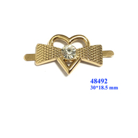 Boucles en métal plaqué or en forme de cœur, accessoires, strass, clips pour chaussures